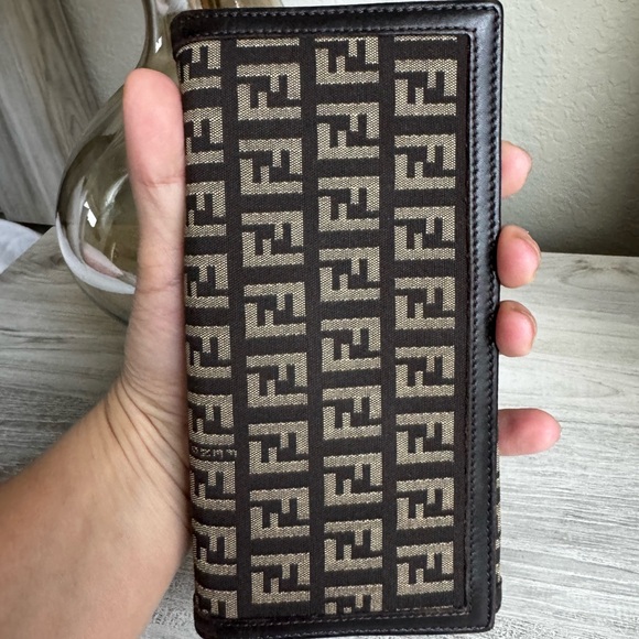Fendi trifold brown canvas long wallet - Picture 3 of 13